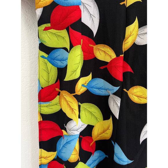 READ Kim Lai 100% Silk Leaf Print Knee Length Shift Dress Womens XS ??? - Picture 14 of 16